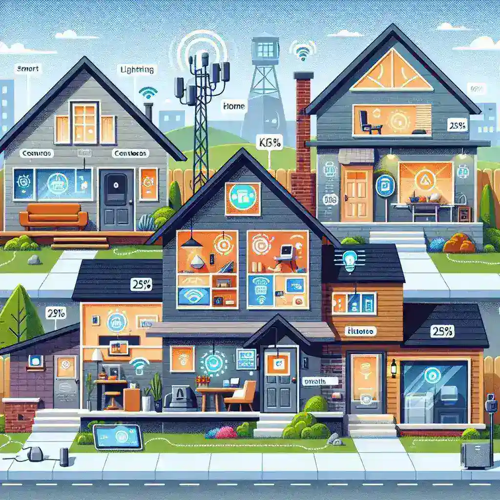 "Infographic illustrating the rise of connected home technology adoption in American households, showing that 75% of homes now utilize smart devices for enhanced convenience and automation."