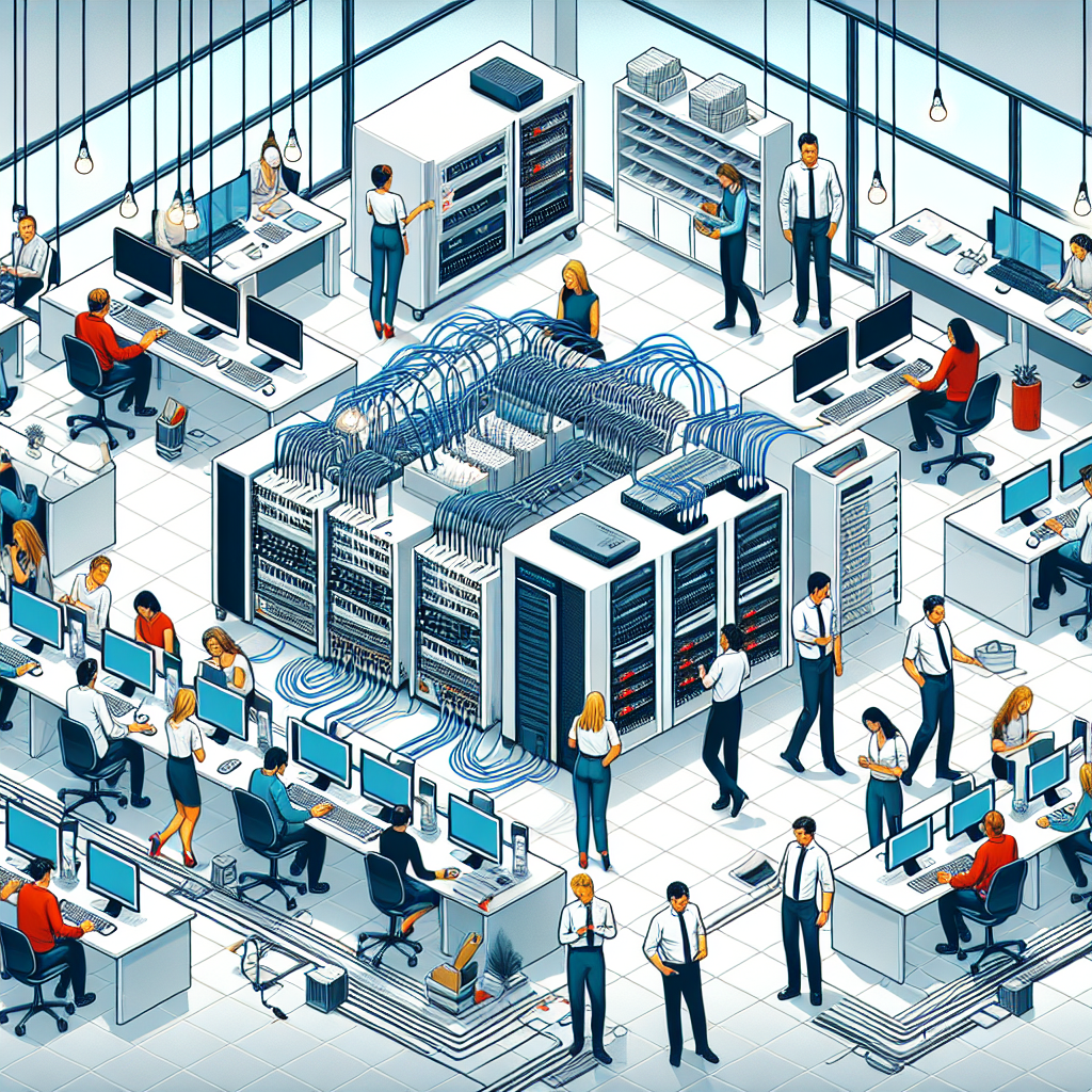 How do you set up a modem for a large office network?